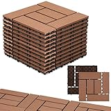 Randaco WPC Terrassenfliesen, 30x30cm WPC Fliesen 44er Set für 4 m², Balkonfliesen Klicksystem, Bodenbelag für Balkon & Terrasse, Terrassendielen Wetterfest mit Drainage, B