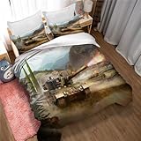 Ste-X Bettbezug-Set War Thunder – Premium 1600 Ultra-Soft T – Leicht – Kühlender Bettbezug – Bettwäsche Mit 2 Kissenbezügen (135x200cm,War Thunder 03)
