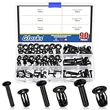 Glarks 90pcs M4 M5 M6 Jack Mutter und flacher Kopf Phillips Maschine Schrauben Kit, schwarze Jacknut Schraube Anker, Gewindeeinsatz Petal Mutter, Exp