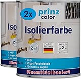 prinzcolor Premium Isolierfarbe LH Niktoinfarbe Deckanstrich Nikotinsperre Weiß 1,5l