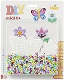 Hama Perlen 4216 Bügelperlen Blume und Schmetterling, Geschenktüte mit ca. 1100 Midi-Perlen, inkl. 2 geformten Stiftplatten, Motivvorlage, Bügelpapier, für Kinder ab 5 Jahren