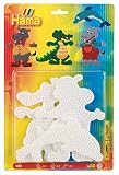 Hama Perlen 4563 Große Stiftplatten 3er Set für Midi Bügelperlen mit Durchmesser 5 mm, Motive Krokodil, Delfin und Nilpferd in weiß, Bastelspaß für Groß