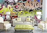 XLMING Handgemalte Englische Graffiti-Dekoration 3D Tapete Wohnzimmer Sofa Schlafzimmer Esszimmer Home Dekoration Wand-400cm×280