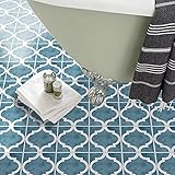 ENCOFT PVC Bodenbelag Vinylboden Blau Laternen Muster Bodenaufkleber Fliesenaufkleber Wasserdicht fur Küche, Bad, Treppe 20x 300cm