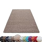 HomebyHome Shaggy Hochflor-Teppich Langflor Wohnzimmerteppich Soft Einfarbig in 14 Farben, Farbe:Beige, Grösse:80x150 cm