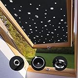 KINLO Dachfensterrollo 48 x 93cm Schwarz mit Stern Thermo Sonnenschutz Verdunkelungsrollo für Dachfenster UV Schutz mit Saugnäpfe ohne Bohren