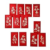 SHAPOKY 12 Stück chinesische rote Umschläge, 2022 chinesisches Neujahr des Bao, Glücksgeldpakete für Frühlingsfest