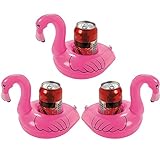 Aufblasbare Getränkehalter - 3 Stück Flamingo Cartoon Aufblasbares Flaschenhalter Badespielzeug Schwimmen Pool Untersetzer für Getränke Bier Fruchtsaf