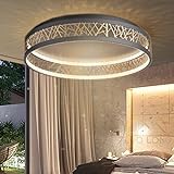 LUOLONG Deckenleuchte wohnzimmer kreative LED Deckenleuchte Dimmbar mit Fernbedienung Wohnzimmer Deckenlampe Kreativ Runde Schwarz Gold Aushöhlen Design Acryl Schlafzimmer-Rund Ø42cm
