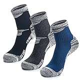 3 Paar Wandersocken Trekkingsocken Sportsocken für Herren Damen Münner Atmungsaktiv Blasenschutz Funktionssocken Laufsocken (M, Mischen)