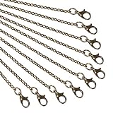 nbeads Halskette, 10 Stück, 80 cm, Antik-Bronze-Draht, Kette mit Karabinerverschluss, für Anhänger, Halskette, Armband, DIY Schmuckherstellung