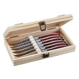GEFU 13951 Steakmesser-Set Rancho - aus hochwertigem Klingenstahl - scharfe Messer - in edler Kiefernholzbox - 6 Stück