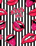 Kiss Me Emoji Notebook: Lips Lipstick Pattern Journal/Diary 8.5x11 - 110 Pages. Perfect For School or Work. (Version #2)
