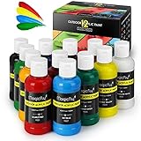 Magicfly Acrylfarbe Draußen 120 ML, 12 Farben Waschfeste Acrylfarben Outdoor-Ornamente Set, ideal für Wandgemälde, Stein, Keramik, Blumentöpfe, Gartenschmuck, Leinwand, Holz, Glas