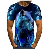 Sommer Tier Wolf 3D Druck Herren Kurzarm T-Shirt Jugend