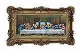 Made in Italy Wandbild 12 Apostel Abendmahl Ultima Cena Jesus 96x57cm Gemälde Bild mit rahmen antik barock Repro Look (Gold) 75B