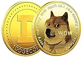 Maios - Dogecoin Münze Vergoldete in Acrylschutz - Dogecoin Münze Gold - Dogecoin Münze groß 4cm - Münze Dogecoin Standard - Dogecoin Coin pro Holder