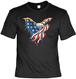 T-Shirt mit Motiv - Adler mit Stars and Stripes US Flagge - USA Shirt bedruckt, Größe:XL
