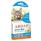 ARDAP Spot On für Katzen bis 4kg - Natürlicher Wirkstoff - Zeckenmittel für Katzen, Flohmittel Katzen, Zeckenschutz Katze - 3 Tuben je 0,4ml - Bis zu 12 Wochen nachhaltiger Langzeitschutz