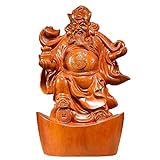 ffshop Zen-Ornamente Holzschnitzerei Gott der Wohlstandsdekoration Feng Shui Statuen Gott des Glücks Exquisite Heimdekoration Perfektes Hauswarming Geschenk (Mahagoni) Glücksschmuck