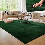 Paco Home Moderner Kuscheliger Wohnzimmer Teppich Kurzflor waschbar flauschig Weich Einfarbig Felloptik zeitlos stilvoll rutschfest pflegeleicht, Grösse:60x100 cm, Farbe:Grü