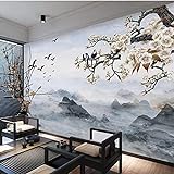 3D dreidimensionale Pflaumenblüte TV Hintergrund Tapete Adler doof Marmor Landschaft Wohnzimmer Wandverkleidung Wandbild-250cmx175cm