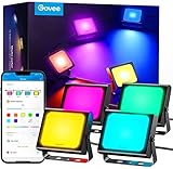 Govee Smart LED Strahler, RGBICWW WiFi Outdoor Strahler Funktioniert mit Alexa, 2700-6500K, dimmbares LED-licht mit Farbwechsel, IP66 wasserdicht, 4er Pack