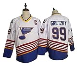 Wayne Gretzky # 99 St. Louis Blues Eishockey Trikots NHL Männer Sweatshirts atmungsaktiv T-Shirt (Color : White, Size : XXX-Large)