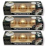 Set Schokoladenkugel mit Mini-Marshmallows gefüllt für Heiße Schokolade Magic Dark Chocolate ball Trinkschokolade als Schokoball (3 Schachteln - insgesamt 9 Kugeln)