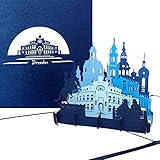 Pop Up Karte „Dresden - Panorama mit Oper & Frauenkirche“ - 3D Grußkarte als Souvenir, Geschenk, Geburtstagskarte, Einladungskarte & Gutschein zum Städtetrip