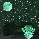 Ahsado Wandsticker selbstklebend Leuchtsticker Wandtattoo，334 pcs Leuchtsterne/Leuchtpunkte Mond für deinen Sternenhimmel und fluoreszierend Leuchtaufkleber für Kinderzimmer