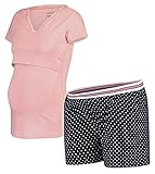 Noppies Schlafanzug GOTS-Zertifikat Nursing Set Umstandsschlafanzug Sleep Shirt + Hose Pyjama Nachtwäsche (XS (32-34), Shorty & Schlafshirt (Silver Pink))