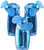 PEARL Handventilatoren: Batterie-betriebener Mini-Hand- und Taschen-Ventilator, blau, 3er -Set (Handventilator mit Batterie)