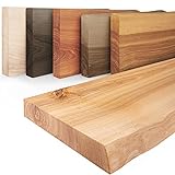 LAMO Manufaktur Wandregal Holz Baumkante, Bücherregal Pure ohne Befestigung, Farbe: Natur 90cm, LW-01-A-002-90