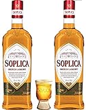 2 Flaschen Soplica Haselnuss - Orzech Laskowy 32% - 2x0.5l + Gratis Soplica Pinnchen / Schnapsglas
