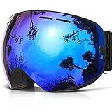 COPOZZ G1 Ski-/Snowboardbrille, beschlagfrei, UV-Schutz, Helm-kompatibel, auswechselbare Gläser, schwarzblau