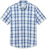 Amazon Essentials Regular-Fit Short-Sleeve Shirt Hemd, Blau/Orange, Kariert, L