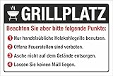 WERBEPUNKT. Schild Grillplatz BBQ Barbecue Grillen Regeln Hinweis 3 mm Alu-Verbund 600 x 400 mm