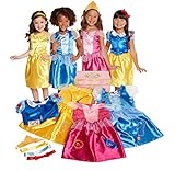 Disney Princess 4 Kleider: Aurora, Belle, Cinderella, 1vweißes Outfits, 4 Oberteile und 3 Röcke, 21 Teile, für Mädchen zwischen 3-6 Jahren