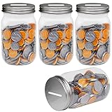 Mczcent Sparschwein Klein-4PACK, Sparbüchse Transparent für Münzen, Spardose Wenig Plastik Durchsichtig, Kleine Spardosen Piggy Coin Money Saving Bank Münzen Jar Box für Jungen M
