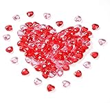 Mocraft 500 STK. Herzen Diamantkristalle Rot/Rosa Acryl Kristalle Konfetti Funkelnd Steine Diamanten zum Valentinstag Hochzeit, 12mm