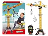 Dickie Toys Mega Crane, elektrischer Kran mit Fernbedienung, für Kinder ab 3 Jahren, 120 cm hoch, mit Greifarm, Seilwinde, Kabine, Ladeplattform