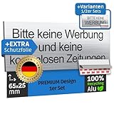 SCHILDERBOXX® Aufkleber keine Werbung und kostenlose Zeitungen [65x25mm, 100% Alu, 3M Tape] - Zeitung Verboten Briefkastenschild Selbstkleb