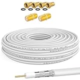 HB-DIGITAL 10m Koaxialkabel HQ-135 Antennenkabel 130dB SAT Kabel 8K 4K UHD 4-Fach geschirmt für DVB-S / S2 DVB-C / C2 DVB-T / T2 DAB+ Radio BK Anlagen + 4X F-Stecker und 2X F-Verb