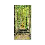 Moderne Leinwand Bilder Wohnzimmer-Moderne Bild auf Leinwand-Druck auf Leinwand-Poster und Drucke-Moderne Gemälde-Bambus Wald Zen Buddha 140x70cm(56x28inch) Rahmenlos