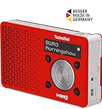 TechniSat Digitradio 1 SWR3-Edition DAB Radio (klein, tragbar, mit Lautsprecher, DAB+, UKW, Favoritenspeicher, Direktwahltaste zu SWR3, 1 Watt RMS) rot/silber