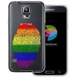 dessana LGBTQ+ Rainbow transparente Schutzhülle Handy Case Cover Tasche für Samsung Galaxy S5/Neo LGBTQ Fingerabdruck