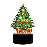 UKETO DIY Diamantmalerei LED-Licht Weihnachtsbaum Stickerei Nachtlampe Home Ornaments