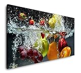 Paul Sinus Art Obst und Gemüse in Wasser 120x 60cm Panorama Leinwand Bild XXL Format Wandbilder Wohnzimmer Wohnung Deko Kunstdrucke