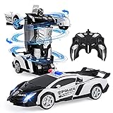 Vubkkty Transformator Spielzeug, Ferngesteuertes Auto für Kinder ab 6 7 8 9 10 Jahre, Zwei-in-Eins Transform Roboter Spielzeug, Polizeiauto Spielzeuggeschenk für Jungen